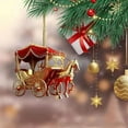 thumbnail image 2 of Shoreew 2 Pcs Carriage Christmas Ornament Horse with Sleigh Carriage 2D Acrylic Xmas Tree Ornament for Winter Home Decor, 2 of 6