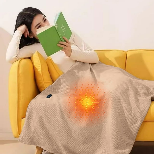 Fwttom Heated Blanket, Washable USB Electric Blanket with Zipper, Wearable Portable Heated Throw Blanket for Travel, Camping, Winter Home & Office Warmth Wrap, 59" x 31.5"