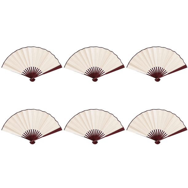 Abanico Plegable 10 Pulgadas Tela Pintura Artesanal Del para Bodas (Beige)
