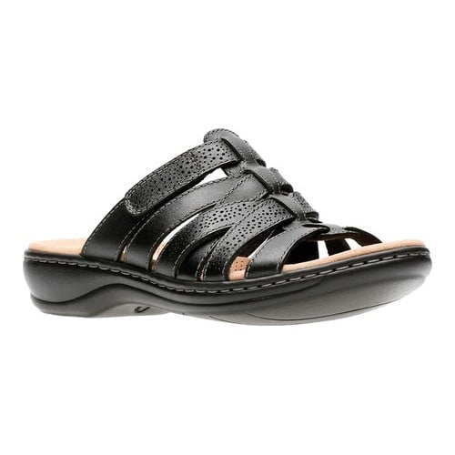 clarks black leather flip flops