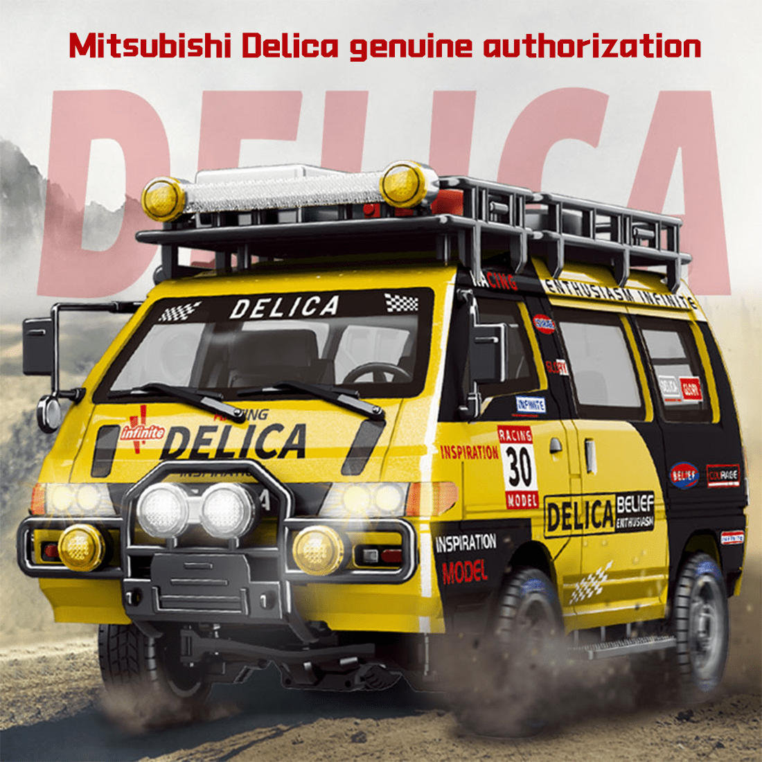 1/24 Scale RC Van, 2.4GHz 2WD Full-Scale Rear-Wheel Drive Delica RC Drift Car with 6km/h High Speed, Front Lights, USB Rechargeable Remote Control Crawler for Adults