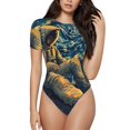thumbnail image 1 of Balery Astronaut Starry Night Body de cuello redondo de manga corta para mujer Tops de manga corta Tops básicos-XX-Large, 1 of 7