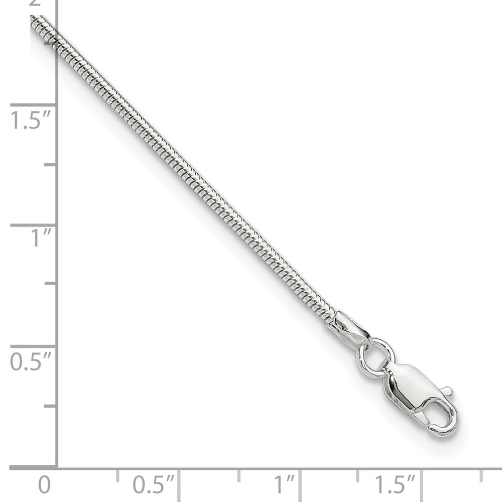 Auriga Fine Jewelry 925 Sterling Silver 1.5mm Round Snake Anklet 9inch for Women