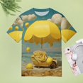 thumbnail image 4 of Yellow Lemon Womens Tops Women's Fashion Casual Short Sleeve Flower Print Round Neck Pullover Top Blouse, 4 of 6