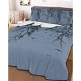 thumbnail image 3 of Quilts King Size Bedding Set, Blue Black Branches Lightweight Quilted Comforter, Botanical Dead Tree Birds Soft Reversible Bedspread Coverlet with Pillow Covers for All Season, 96" x 106", 3 of 7