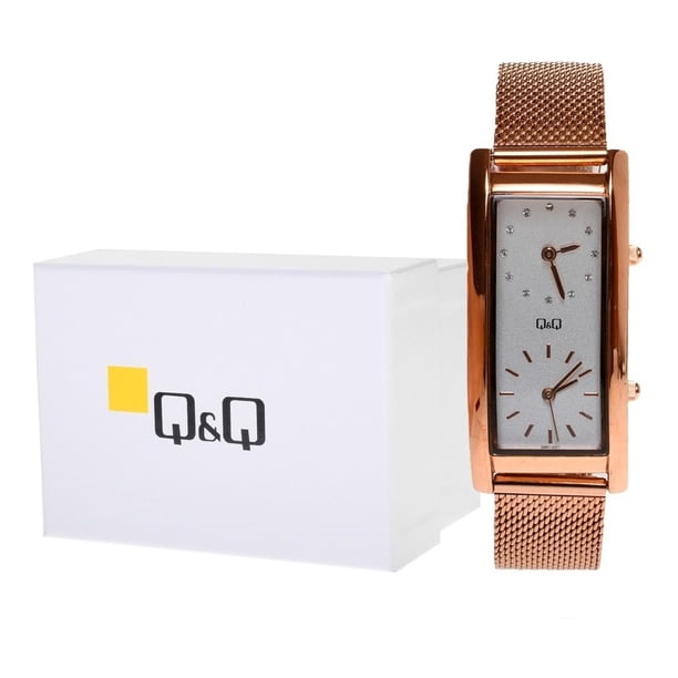 Reloj Q&q Mujer Casual Oro Rosa Qb61j001y Dorada Dorado Blanco