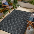 thumbnail image 3 of Memoryfield Waterproof Outdoor Rug 9x18ft for Patios, Plastic Straw Rug Outside Carpet Mats for RV, Picnic, Backyard, Deck, Balcony, Porch,Beach, Black & Gray, 3 of 9