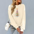 thumbnail image 5 of Xdegoge Christmas Sweatshirt Women Crew Neck Long Sleeve Tops Xmas Wine Glass Graphic Shirts Oversized Womens Merry Christmas Shirt Women'S Christmas T-Shirts￼, Khaki M, 5 of 6