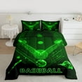 thumbnail image 2 of Homewish Modern Stereoscopic Geometric Queen Comforter Set,Baseball Sport Theme Bedding Sets,Green Black Bedding Comforter Set For Kids Boy,Microfiber Bedroom Decor Reversible,3pcs, 2 of 8