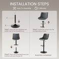 thumbnail image 6 of SAETSFEG Bar Stools Set of 2, Adjustable Swivel Counter Height Bar Stool with Footrest, Modern PU Leather Bar Chairs for Kitchen Island, Dining Room, Darkgrey, 6 of 7