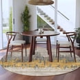 thumbnail image 3 of Yellow Grey Abstract Round Area Rug 5Ft Washable Circle Rugs for Living Room Bedroom, Gradient Geometric Graffiti Retro Wooden Non-Slip Carpet Floor Mats Indoor Outdoor Carpet Runner Home Decor, 3 of 8