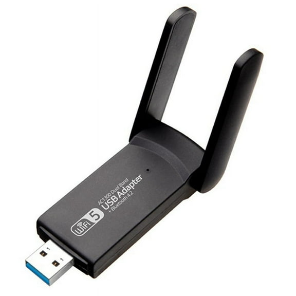 1300Mbps USB WiFi Adapter USB 3.0 Wireless Dongle 2.4G & 5G Dual Band 2-In-1 Wireless Network Card for Desktop Computer,1 * Network Card,Black