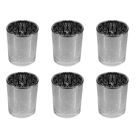 2.25" x 2.75" Mercury Glass Votive Candle Holder - Silver, 6PCS For Tea Light/Votive Candle