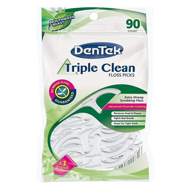 DenTek Triple Clean Floss Picks Plaque Remover & Prevent Gingivitis, 90