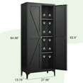 thumbnail image 2 of 65" Kitchen Pantry Storage Cabinets with 2 Doors and 3 Adjustable Shelves, Black Pantry Cabinet, Tall Metal Food Storage Cupboard for Kitchen, Dining Room, 2 of 7
