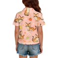 thumbnail image 5 of Girls T Shirts Henley Short Sleeve Cute Cartoon Animal Print Back to School Uniform Button Closure Active Comfy Polo Shirts, 130, 5 of 5