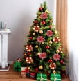 thumbnail image 5 of 10/5/1 piezas de flores artificiales con purpurina para Navidad, adornos para árbol de Navidad, decoración navideña para el hogar y Año Nuevo 2024, 5 of 5