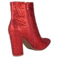 thumbnail image 3 of Top Moda Women Ankle Boots Block High Heels Rhinestone Bling Glitter Short Booties Side Zipper Pointed-Toe BRAZIL-8 Hot Red 7.5, 3 of 3