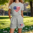 thumbnail image 5 of Boys Girls Kids 2-Piece Outfit Set Patriotic Graphic Print Short Sleeve Top & Shorts Gray 5-6 Years, 5 of 5