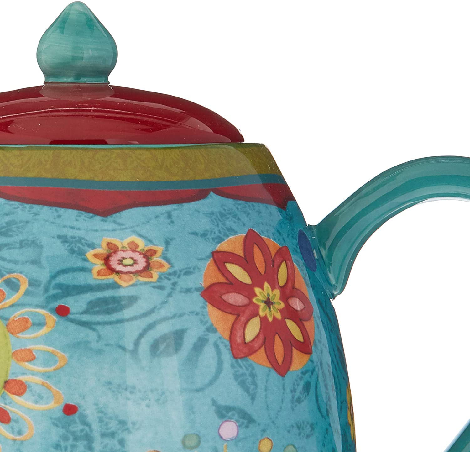 40 Ounces Certified International Tea Pot Ceramic Blue Tunisian Sunset Collection 