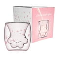 thumbnail image 2 of Taza de café, taza con forma de pata de gato, taza de vidrio de doble pared con forma de garra de gato, funcionalidad versátil, 2 of 5