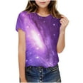 thumbnail image 4 of Kids Space Galaxies T Shirts Short Sleeve 3D Graphic Tees Shirts Funny Crew Neck T-Shirts Neon Novelty Clothes Purple， 5 Years, 4 of 7