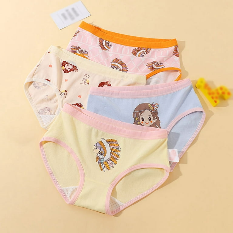 URMAGIC Toddler Girl Cute Cartoon Print Panties Cotton Soft Underwear Kids  Light And Breathable Briefs|pack of 4