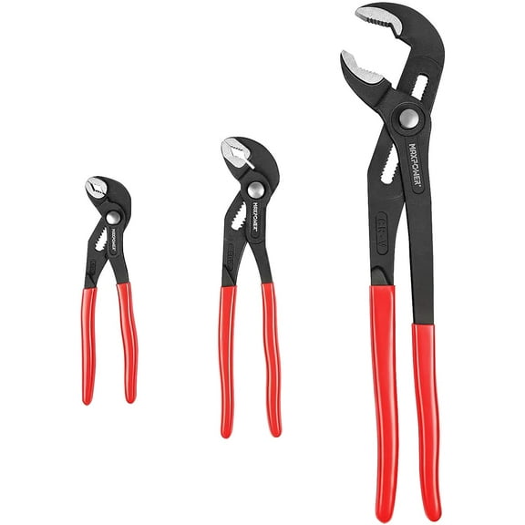 MAXPOWER Water Pump Pliers Set,Plumbing Pliers 3 Pieces Push Button Quick Adjust Tongue and Groove Pliers Set