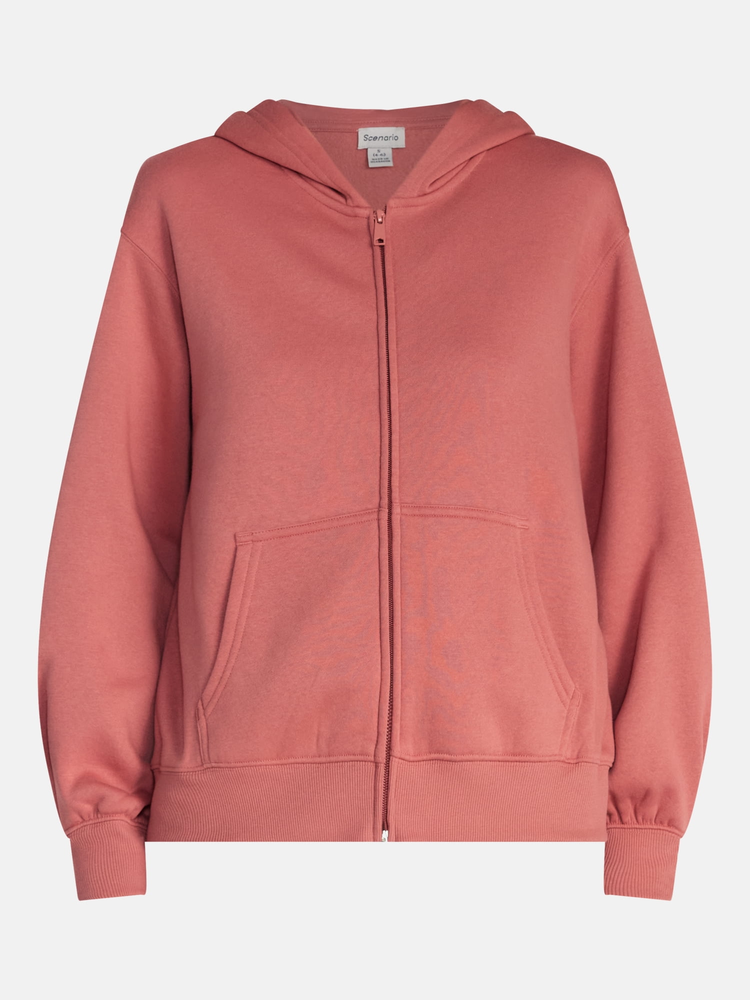 Scenario Women's and Women's Plus Zip Front Fleece Hoodie Jacket, Sizes XS-4X