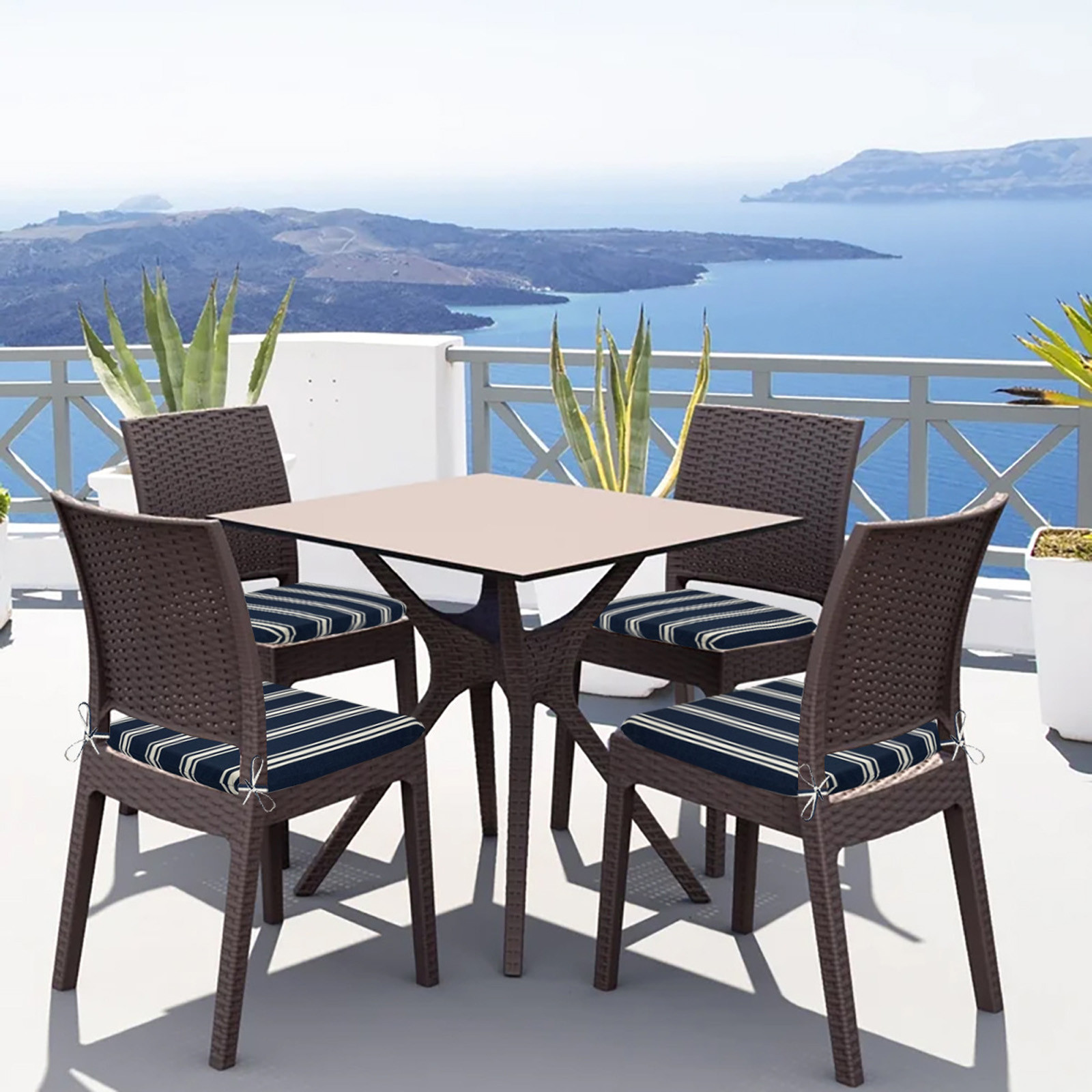 Outdoor Chair Cushions Set of 2, Water Resistant Patio Seat Cushions with Ties 20x18.5x1.6 Inch, Fade Resistant Slipcovers for Garden Patio Furniture Wicker Chairs Bench
