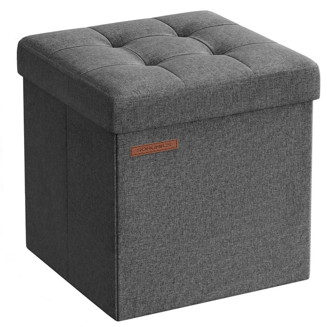 Otomana plegable SONGMICS de almacenamiento, 30 x 30 x 30 cm, color gris oscuro