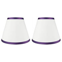 Urbanest Hardback Silk Coolie Shade, 5x9x7", Off White With Purple Trim, Set of 2