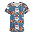 thumbnail image 4 of Holiday Gifts! Titcea Christmas Scrub Tops Women Cute Xmas Printed Short Sleeved V Neck Scrub Tops with Pockets Lightweight Stretchy Working Uniform, 4 of 5