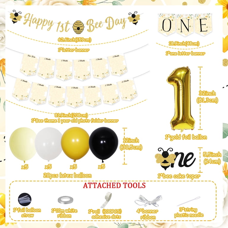 Bumble Bee Cake Topper JOYMEMO 1st Bee Day Party Decorations - Complete ...