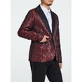 thumbnail image 5 of Michellecmm  Men’s Jacquard Blazer Long Sleeve Dress Jacket One Button Suit Jacket, 5 of 9