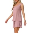 thumbnail image 4 of INSPIRE CHIC Womens Lounge Set Cotton Sleeveless Pajama Set Tank Top Shorts Soft Sleepwear PJ Set 3XL Pink, 4 of 6