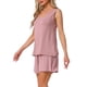 thumbnail image 4 of Conjunto de lounge para mujeres INSPIRE CHIC, conjunto de pijama de algodón sin mangas, top de tanque y pantalones cortos, pijama suave, color rosa, 4 of 6