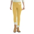 thumbnail image 2 of Xdegoge Girls Warm Fleece Lined Leggings with Heart Print High Waist Stretchy Yoga Pants Winter Bottoms, 2 of 5