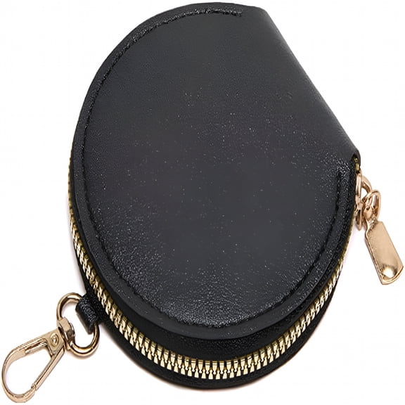 GASTROPOD WomenβS Small Coin Purse,Stylish Pu Leather Change Purse,Round Zipper Coin Pouch,Pocket Sized,Solid Color,Mini Keychain Coin Purse for Women Black