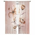 thumbnail image 3 of ERUNPONLY Light Orange Spring Floral Sheer Curtains 96 Inch Length 2 Panels Set, Ombre Modern Art Vintage Voile Window Treatment Sheer Long Curtains Drapes for Bedroom/Living Room/Kitchen 52"x96"x2, 3 of 7