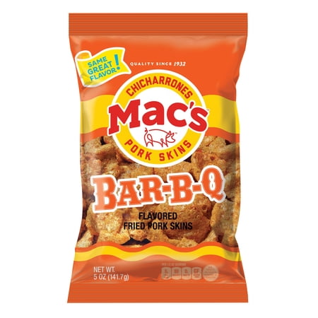Mac's Chicharrones BBQ Flavored Crispy Fried Pork Skins,(1PACK)