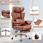 KERDOM High Back Office Desk Chair, Big & Tall Executive Office Chair with Footrest, Beautiful PU Leather Computer Chair, Ergonomic Reclining Chair, Large Home Office Chair with Soft Lumbar Pillow