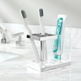 thumbnail image 2 of mDesign Plastic Toothbrush, Toothpaste Storage Organizer Holder -Clear/Chrome, 2 of 6