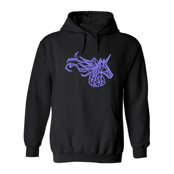 Polygonal Neon Unicorn  Hoodie Men -Image by Shutterstock, Male XX-Large