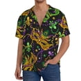 thumbnail image 1 of Balery Mardi Gras Surface Camisa Casual de Manga Corta con Botones para Hombre, Texturizada, Estilo Cubano, para Playa, Verano-4X-Large, 1 of 5