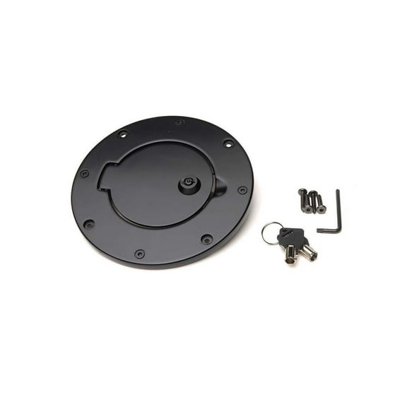 Rampage by RealTruck Fuel Door for Jeep Wrangler TJ | Black, Aluminum | 85006 | Compatible with 1997 - 2006 Jeep Wrangler TJ