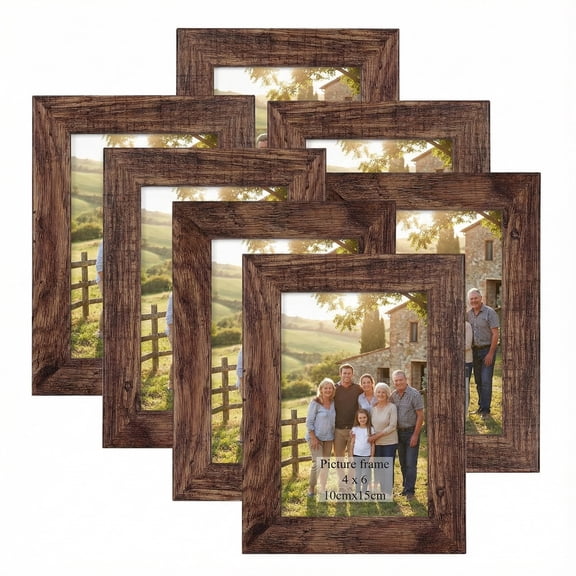 7-Pack 4x6 Rustic Brown Picture Frames for Wall or Tabletop