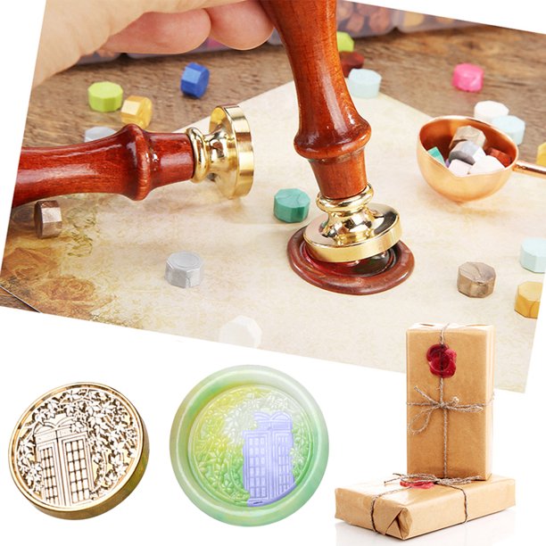 Estampilla Relieve 3D de cabeza de cobre con forma especial para tarjeta de boda (cabina telefónica)
