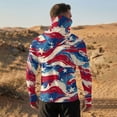 thumbnail image 5 of Men's Patriotic American Flag Fishing Hoodie with Built-in Face Mask and Thumbhole Cuffs Featuring UPF 50+ Sun Protection Long Sleeve Shirt for 4th of July Memorial Day Wine XXXXL, 5 of 9