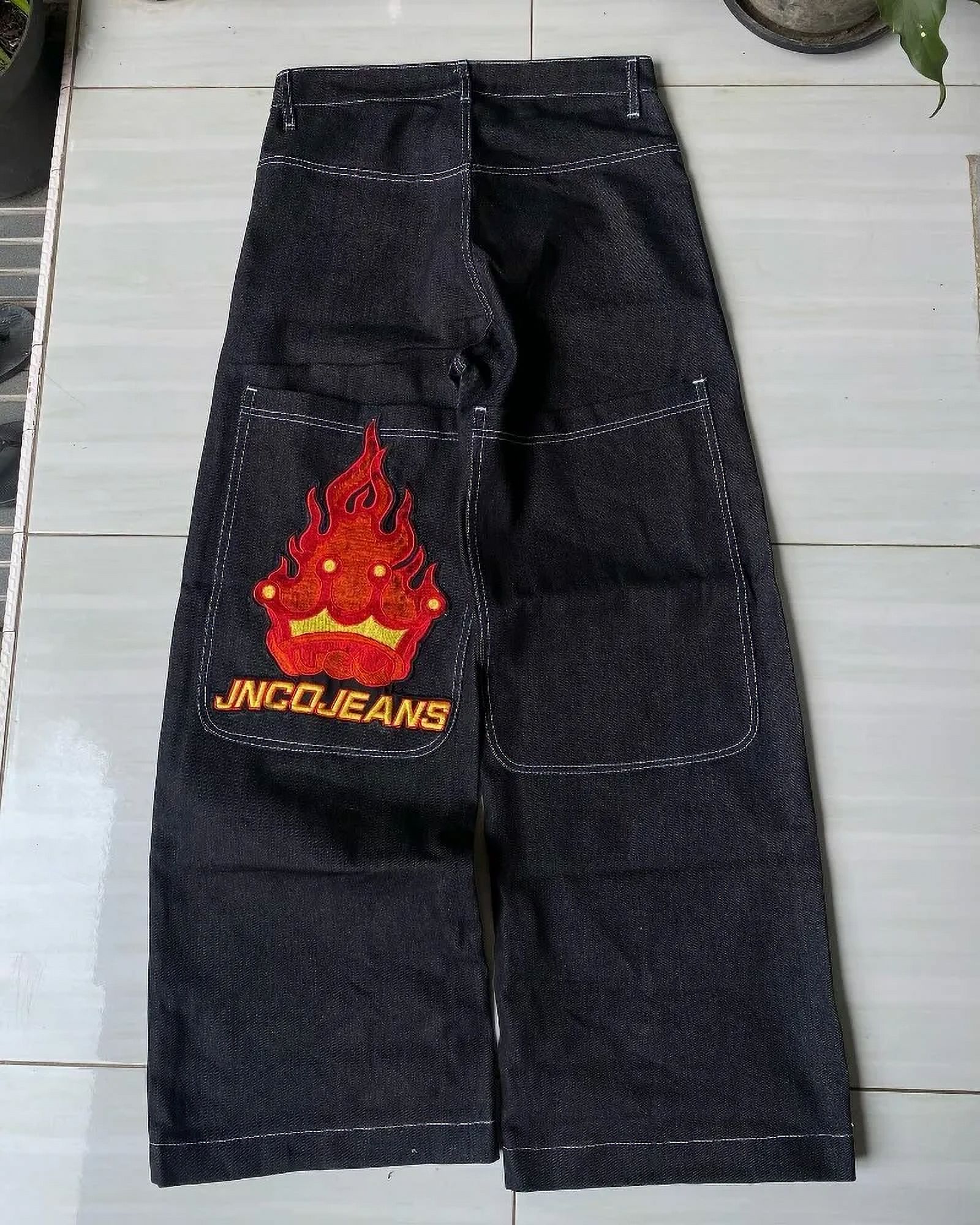 JNCO Wide Leg Jeans Men Y2K Big Pocket Hip Hop High Quality